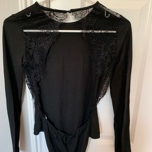 black backless lace bodysuit